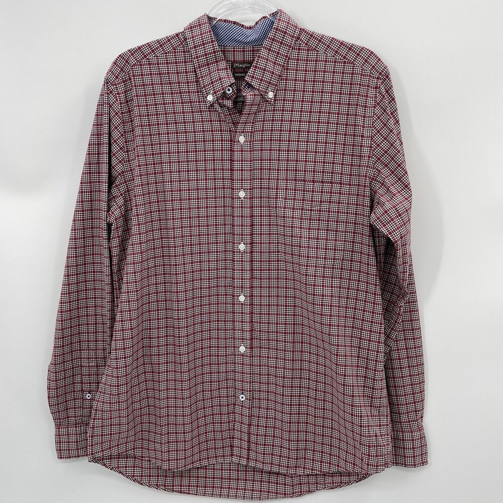 J. MCLAUGHLIN Mens Button Down Shirt Size L Plaid Long Sleeve Modern Fit Cotton